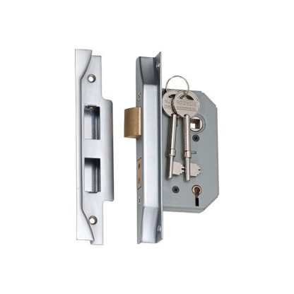 2178 - 5 Lever Rebated Mortice Lock - Satin Chrome with a 46mm Backset