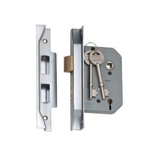 2179 - 5 Lever Rebated Mortice Lock - Satin Chrome with a 57mm Backset