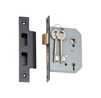 2183 - 5 Lever Mortice Lock - Matt Black with a 57mm Backset