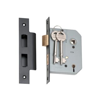 2183 - 5 Lever Mortice Lock - Matt Black with a 57mm Backset