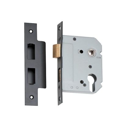 Mortice Lock Euro Matt Black CTC47.5mm Backset 57mm