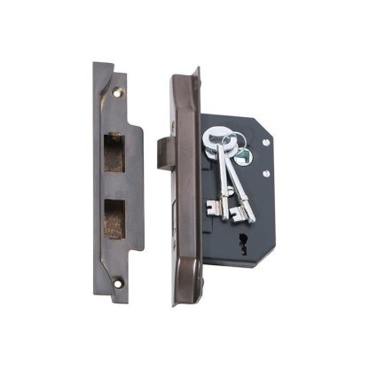 2204 - 3 Lever Rebated Lock - Antique Brass - 44mm Backset