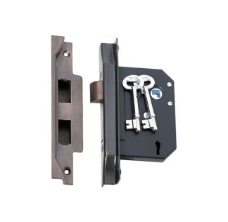 2205 - 3 Lever Rebated Lock - Antique Brass - 57mm Backset