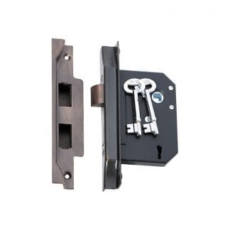 2205 - 3 Lever Rebated Lock - Antique Brass - 57mm Backset