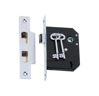 2211 - 3 Lever Mortice Lock - Chrome Plate - 57mm Backset