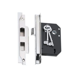 2215 - 3 Lever Rebated Lock - Chrome Plate - 57mm Backset