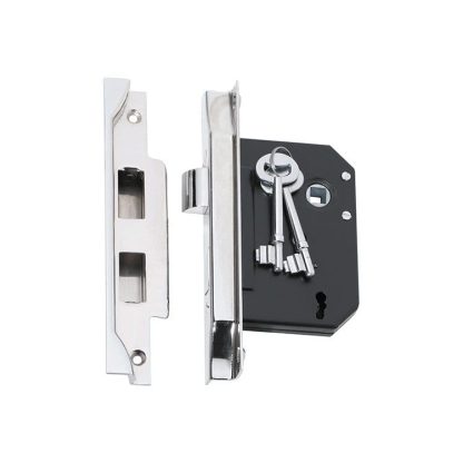 2215 - 3 Lever Rebated Lock - Chrome Plate - 57mm Backset
