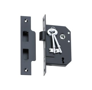 2260 - 3 Lever Sash Lock - Matt Black - 44mm Backset