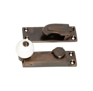2301 Sash Fastener - Porcelain Ball - Antique Brass