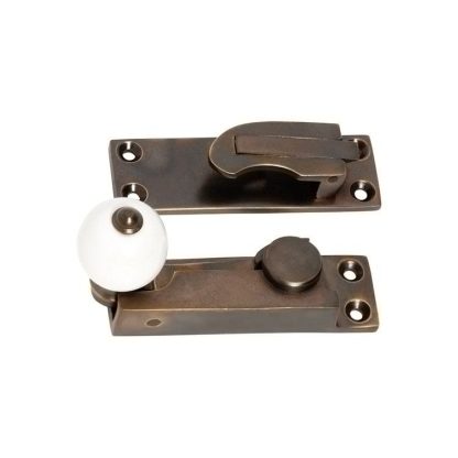 2301 Sash Fastener - Porcelain Ball - Antique Brass