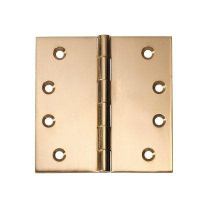 2474 Hinge - Butt Hinge - Fixed Pin - Polished Brass - 100x100x3mmmm