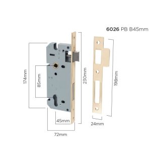 6026 - 85mm Euro Lock  45mm PB