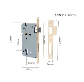 6027 - 85mm Euro Lock  60mm PB