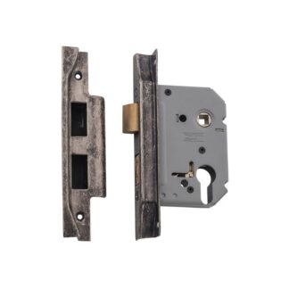 Mortice Lock Euro Rebated Rumbled Nickel CTC47.5mm Backset 57mm