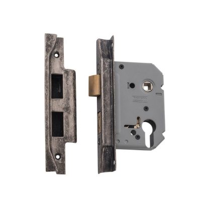 Mortice Lock Euro Rebated Rumbled Nickel CTC47.5mm Backset 57mm