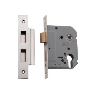 Mortice Lock Euro Polished Nickel CTC47.5mm Backset 57mm
