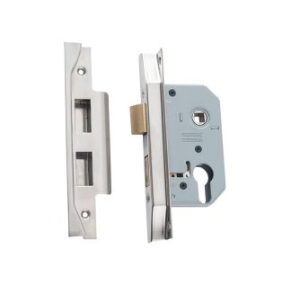 Mortice Lock Euro Rebated Satin Nickel CTC47.5mm Backset 46mm
