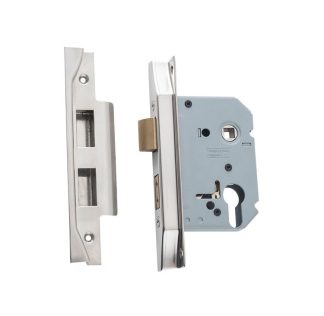 Mortice Lock Euro Rebated Satin Nickel CTC47.5mm Backset 57mm
