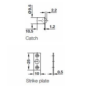 Single Ball Catch. 9.5mm Diameter. Brass Plated. Price Per Pack Of 10 Pcs