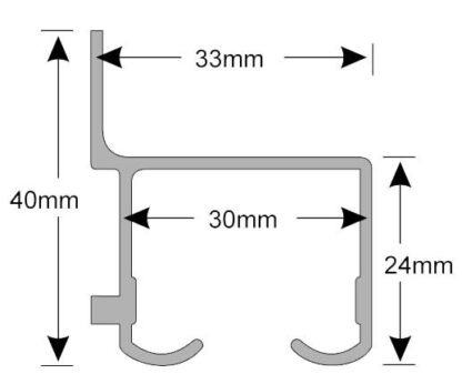 Triumph Track Wall Mount 2000mm Mill Finish -Cowdroy TT32311 - Image 2