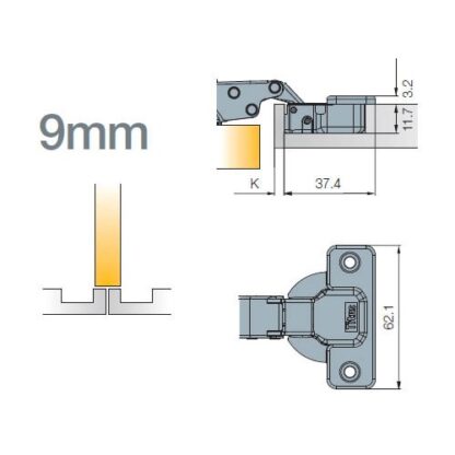 Concealed Hinge Half Overlay. Clip On - Image 4