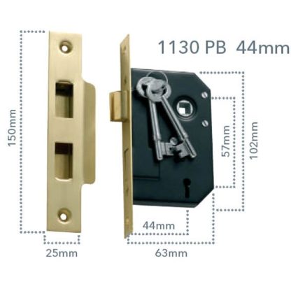 2260 - 3 Lever Sash Lock - Matt Black - 44mm Backset - Image 2