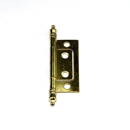 Non-Mortice Steel Hinge. 50mm. Decorative Ends. Brass Plated