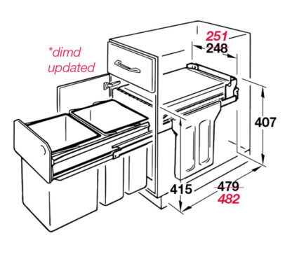 Hailo Waste System. 30 Litre - Grey Bins. <br><b>ON SPECIAL</b></br> - Image 2