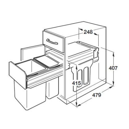 Hailo Waste System.  31 Litre Capacity- Grey Bins <br><b>ON SPECIAL</b></br> - Image 2