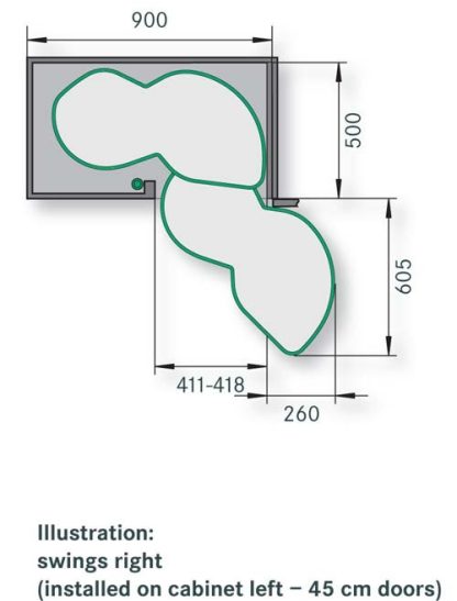 Kessebohmer Lemans - Classic - Right Hand Opening - Two Trays - Door Width 500mm - Image 2