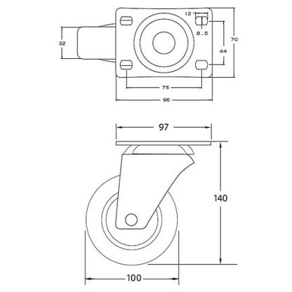 Castor 100mm Swivel. Heavy Duty With Brake. 110kg Rated - Image 2