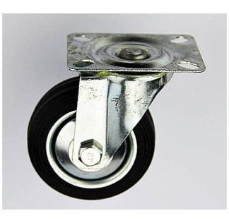Castor 75mm Swivel. Black Rubber Wheel. 40kg Rated