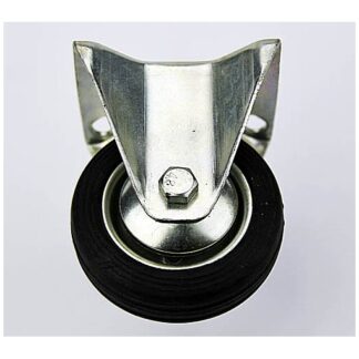 Castor 75mm Fixed. Black Rubber Wheel. 40kg Rated
