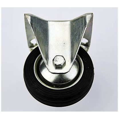 Castor 75mm Fixed. Black Rubber Wheel. 40kg Rated