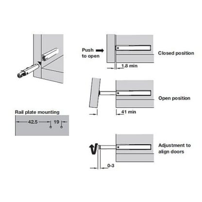 Push to Open Catch - Concealed - White - 85mm Long - Image 2