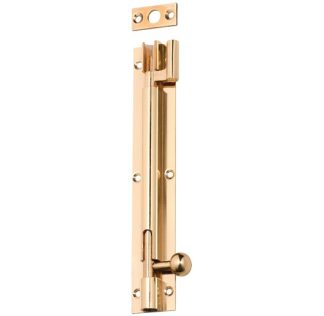 1346 - Barrel Bolt - Offset - Polished Brass - 150x25mm