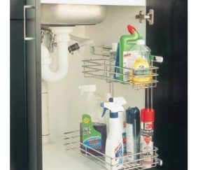 Side Mount Under Sink Roll-Out. Left Hand. 240x410mm. Baskets : 1 At 80x120mm And 1 At 80x220mm