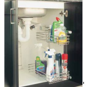 Side Mount Under Sink Roll-Out. Left Hand. 240x410mm. Baskets : 1 At 80x120mm And 1 At 80x220mm