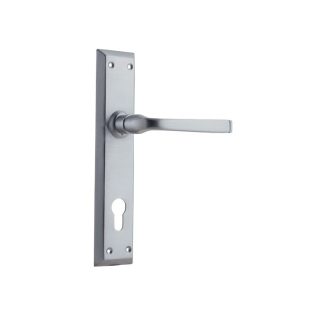 Tradco 0687E85 Door Lever Menton Euro Satin Chrome CTC85mm H225xW50xP75mm