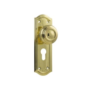Tradco 1072E Door Knob Kensington Euro Polished Brass H175xP57xW58mm
