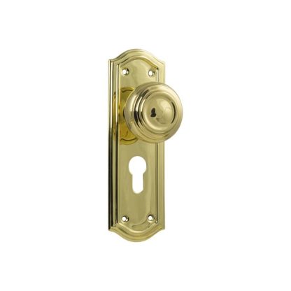 Tradco 1072E Door Knob Kensington Euro Polished Brass H175xP57xW58mm
