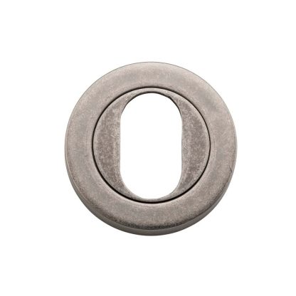 Tradco 20067 - Escutcheon Oval Rumbled Nickel. Sold as a pair