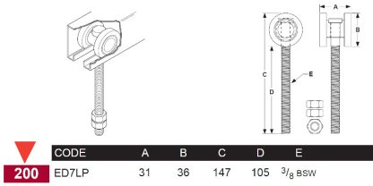 Sliding Door Roller. Eltrak ED7LP 2 Wheel - Image 4