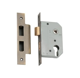 Mortice Lock Euro Antique Brass CTC47.5mm Backset 46mm