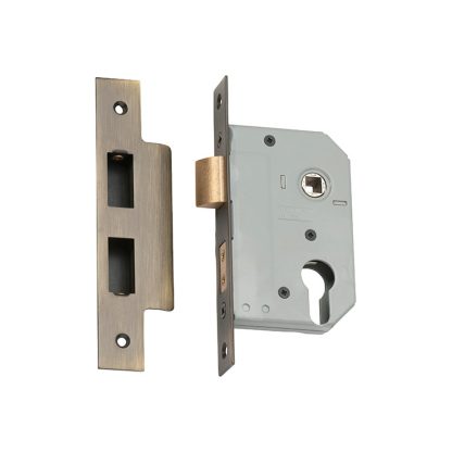 Mortice Lock Euro Antique Brass CTC47.5mm Backset 46mm