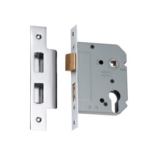 Mortice Lock Euro Chrome Plated CTC47.5mm Backset 57mm
