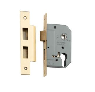 Mortice Lock Euro Satin Brass CTC47.5mm Backset 57mm