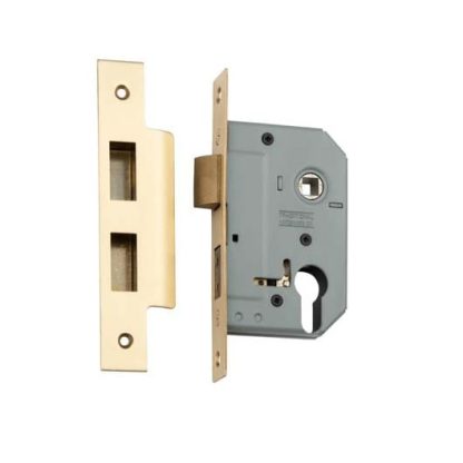 Mortice Lock Euro Satin Brass CTC47.5mm Backset 57mm