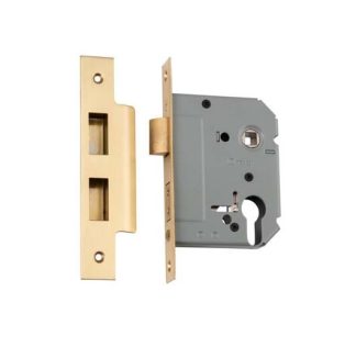 Mortice Lock Euro Satin Brass CTC47.5mm Backset 46mm