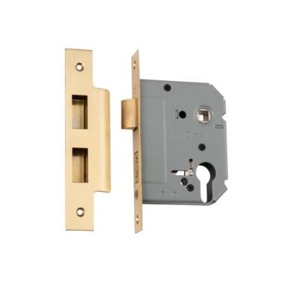 Mortice Lock Euro Satin Brass CTC47.5mm Backset 46mm